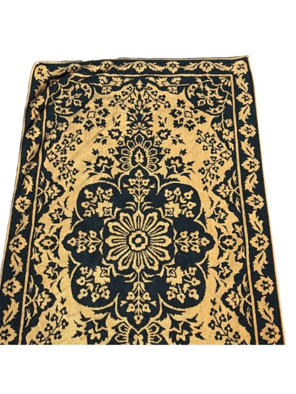 Vintage 1970's Fieldcrest Gold & Black Bath Towel 44x24
